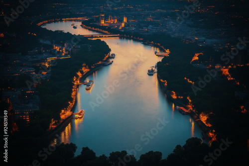 London aerial view at night