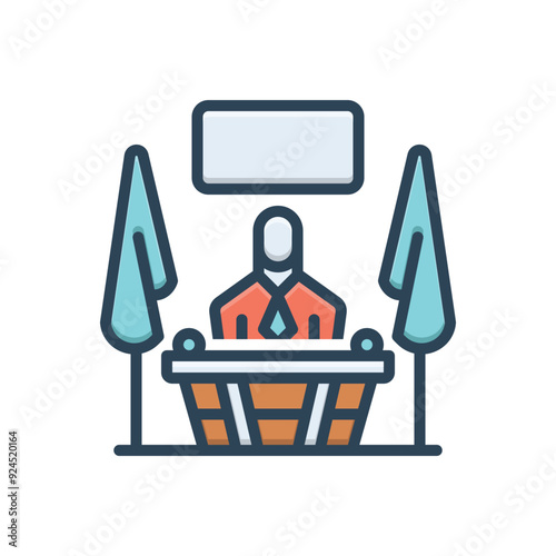 Color illustration icon for president