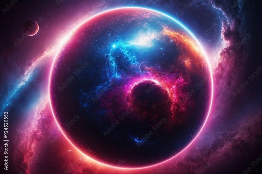 Fototapeta premium Vivid 3D Abstract Cosmic Sphere Design for Stunning Visual Appeal