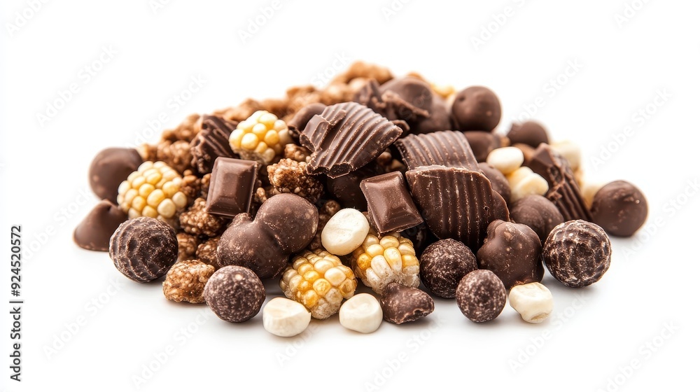 Chocolate Covered Corn Kernels and Chocolate Pieces. Chocolate Covered Corn Kernels and Chocolate Pieces.