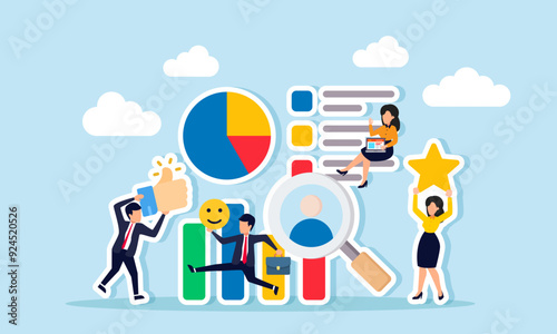 Appreciation, response, evaluation, and dedication for excellent performance in solid teamwork concept of A businessman and businesswoman working together, providing mutual support