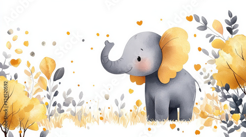 A baby shower invitation card, elephant theme photo