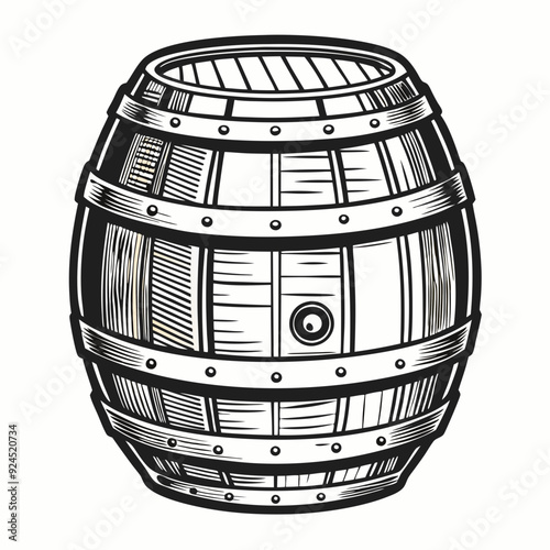 Vintage drawing barrel line art vector