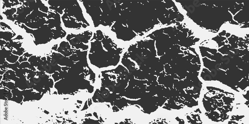 Crack seamless pattern. Repeating crackle texture. Black stone effect on white background. Repeated ground structure for prints design.