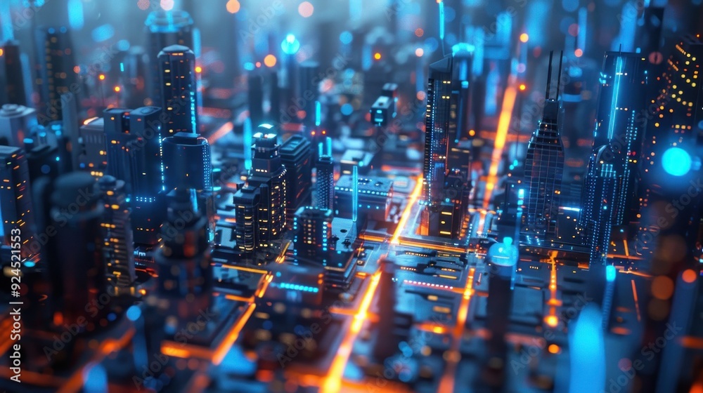 Futuristic Cityscape with Glowing Lights Futuristic Cityscape with Glowing Lights