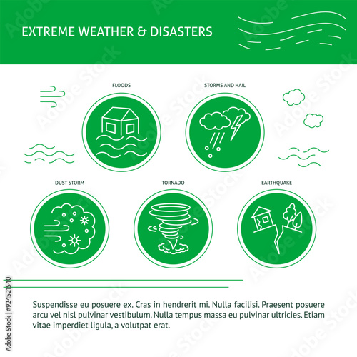 Extreme weather disasters banner template