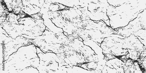 Crack seamless pattern. Repeating crackle texture. Black stone effect on white background. Repeated ground structure for prints design.