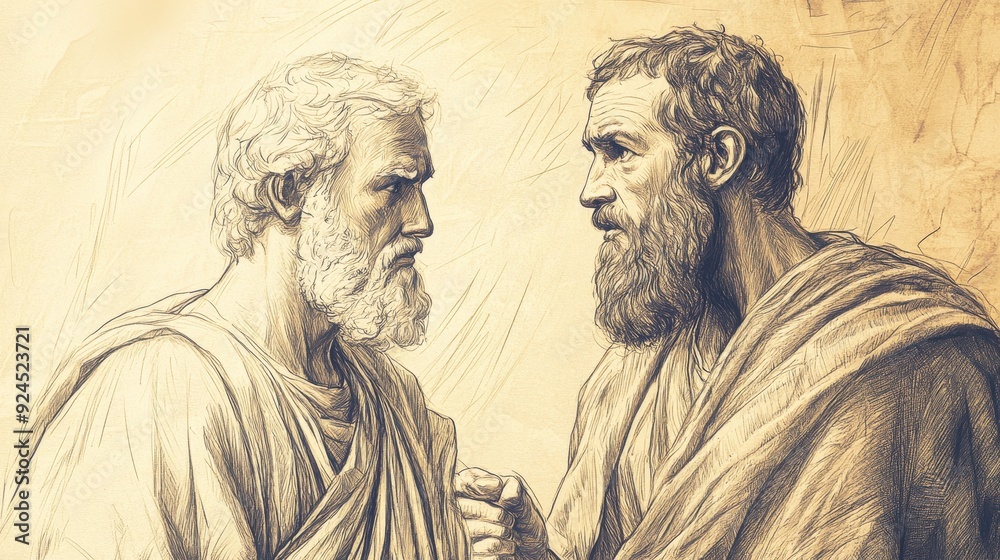 1 Samuel: David Questions Saul’s Trust in Those Who Claim He Seeks to Harm Him, Biblical Art with Beige Background 1 Samuel: David Questions Saul’s Trust in Those Who Claim He Seeks to Harm Him, Biblical Art with Beige Background
