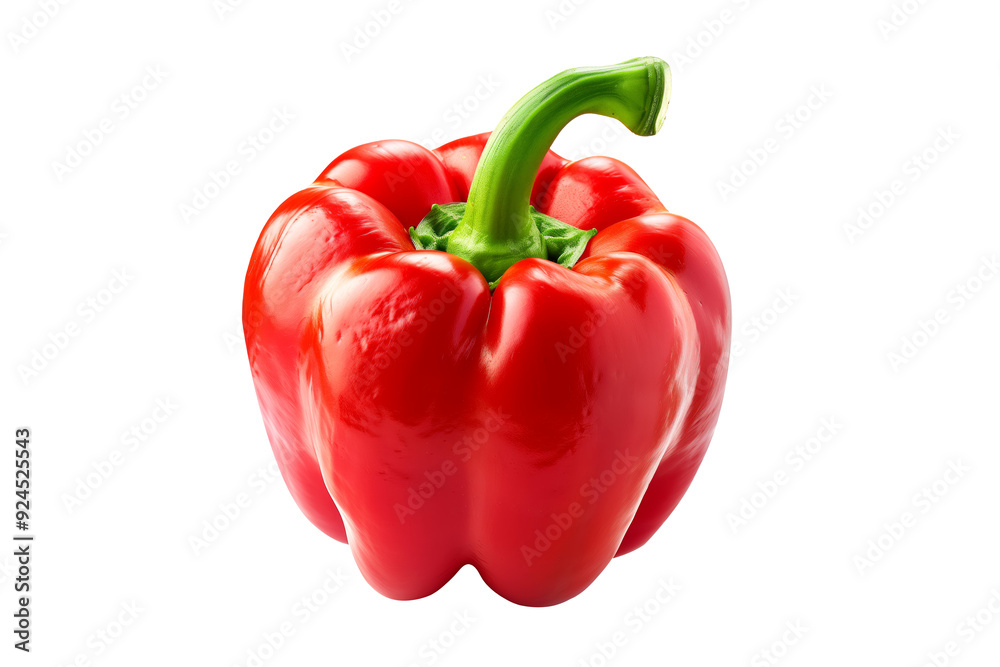 Red bell pepper with green stem isolated on a white transparent background. Red bell pepper with green stem isolated on a white transparent background.