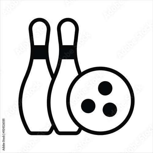 Skittles with bowling ball denoting bowling game icon