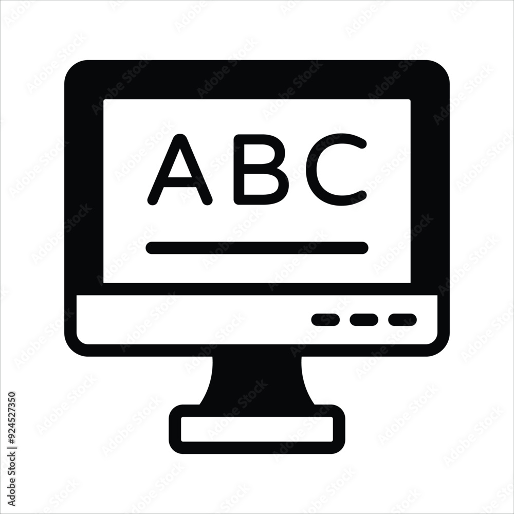 English alphabets inside computer showing concept icon of online learning English alphabets inside computer showing concept icon of online learning