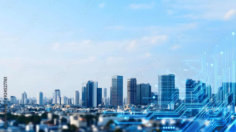 Smart city concept, using modern technology and AI to help develop country and infrastructure Smart city concept, using modern technology and AI to help develop country and infrastructure
