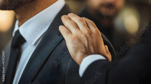 Comforting and empowering others, listening to others' opinions, forgiving mistakes, close up a hand place on the shoulder