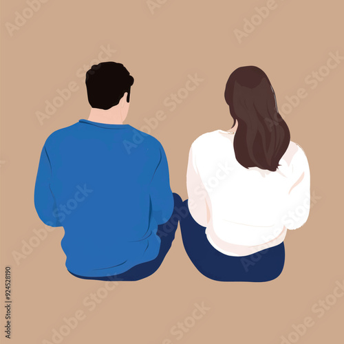 Couple sitting together illustration