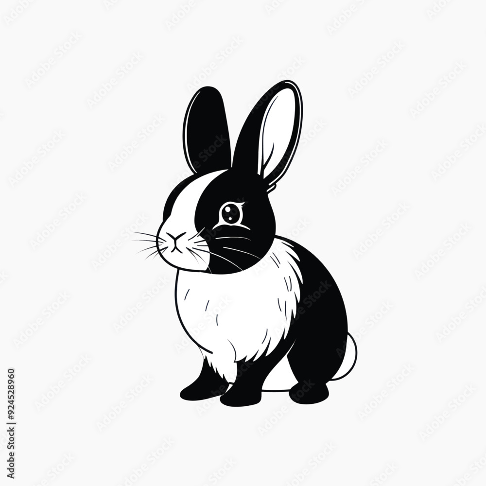 Obraz premium Cute black and white bunny