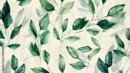 A decorative shower curtain featuring green leaves