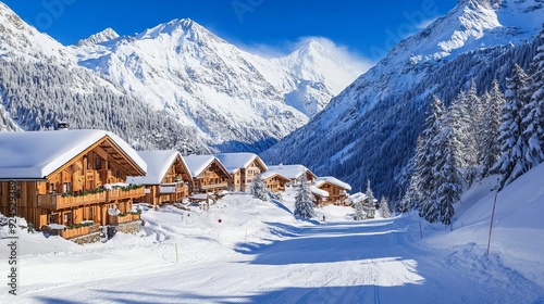 An alpine ski resort in Sölden, located in the Ötztal Alps, Tirol, Austria.