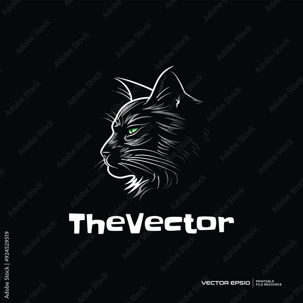 Fototapeta premium Head cat mascot, vector, logo, character, cartoon, illustration, eps10