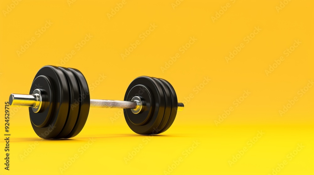 Photo of isolated dumbbell on orange background. 3D illustration. Photo of isolated dumbbell on orange background. 3D illustration.