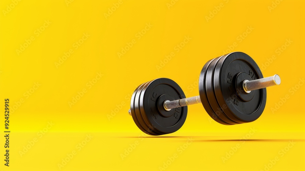 Photo of isolated dumbbell on orange background. 3D illustration. Photo of isolated dumbbell on orange background. 3D illustration.