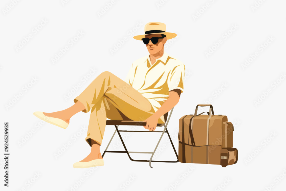Stylish traveler with luggage Stylish traveler with luggage