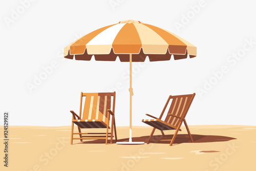 Relaxing beach chairs umbrella