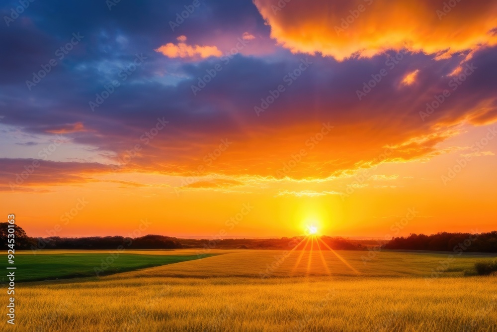 Golden hour sunset over a field Golden hour sunset over a field