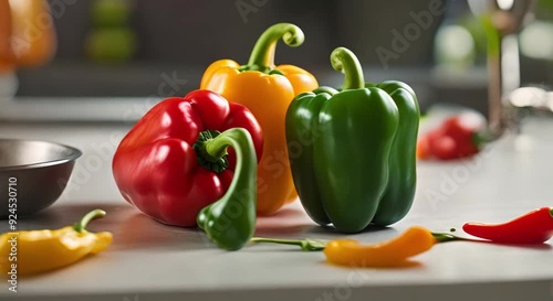 lots of red green and yellow peppers