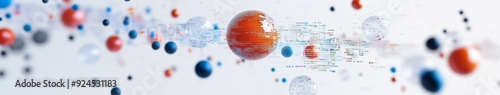 Abstract Representation of Artificial Intelligence: Overlapping Shapes and Code Snippets on a White Background, Concept of AI in 3D Rendering. photo