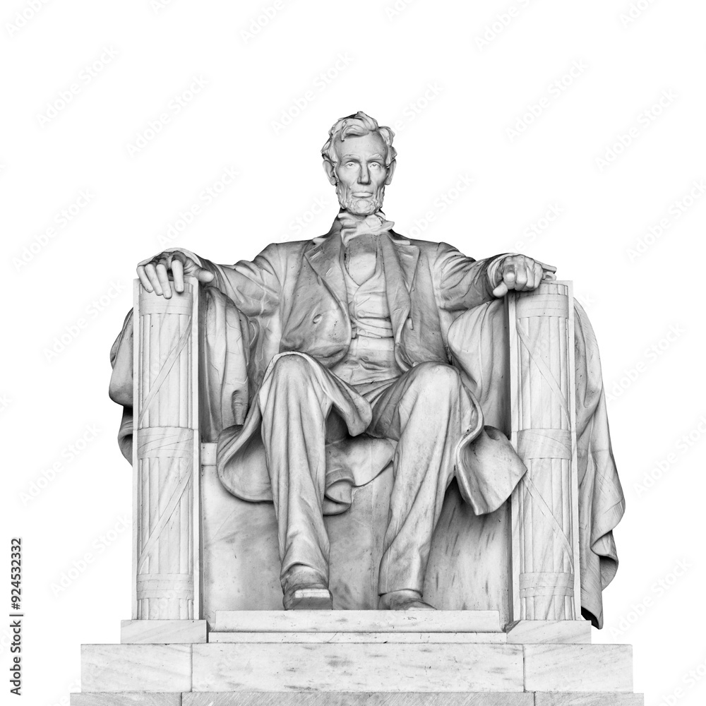 Fototapeta premium USA president Abraham Lincoln seated statue isolated