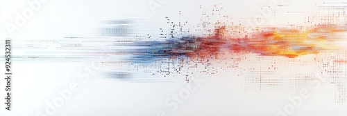 Abstract Representation of Artificial Intelligence: Overlapping Shapes and Code Snippets on a White Background, Concept of AI in 3D Rendering. photo