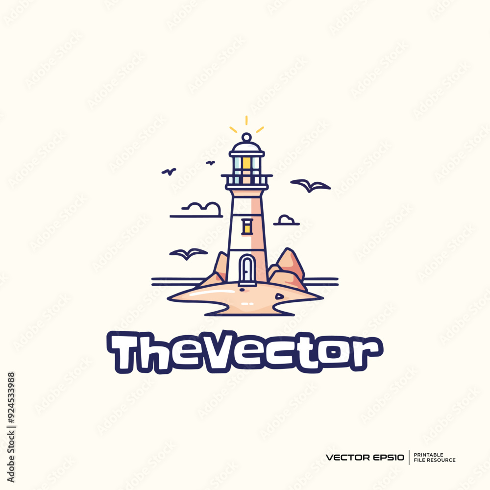 Lighthouse line art, vector, logo, character, cartoon, illustration, eps10 Lighthouse line art, vector, logo, character, cartoon, illustration, eps10