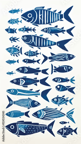 Blue fish pattern illustration