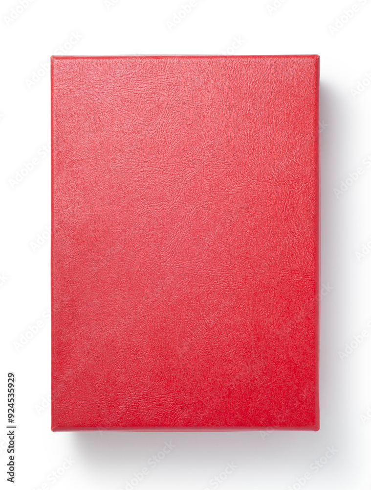Fototapeta premium red paper box with lid on white background, top view