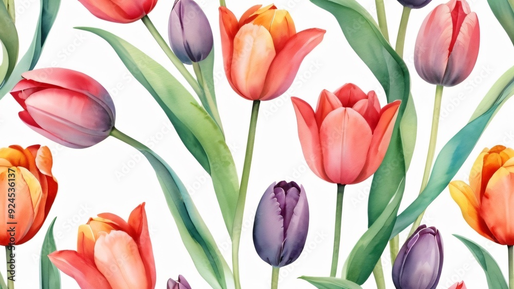 watercolor background of beauty tulip flowers watercolor background of beauty tulip flowers