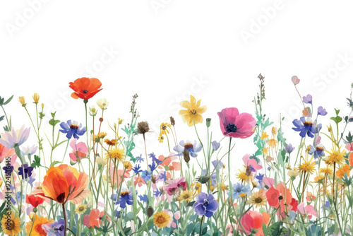 Colorful watercolor wildflower meadow