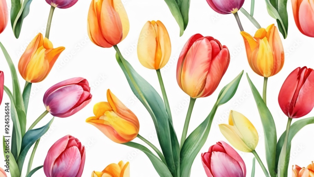 watercolor background of beauty tulip flowers watercolor background of beauty tulip flowers