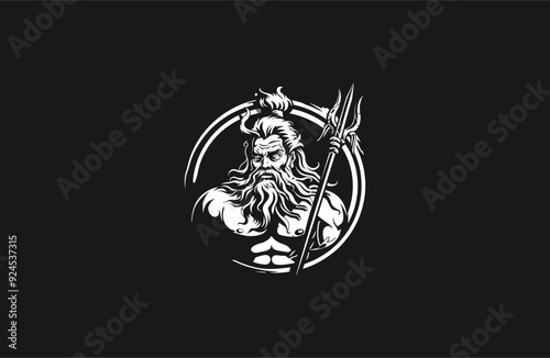 Poseidon logo vector icon illustration style