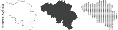 Belgium map in outline style, grey color, dotted style
