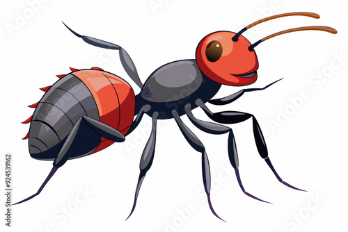 Cartoon Illustration of a Red and Black Ant