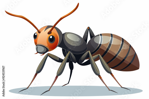 A Cartoon Ant with Black and Brown Stripes