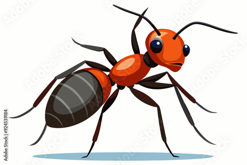A Cartoon Illustration of a Red Ant with Black Stripes