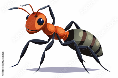 Cartoon Illustration of a Red and Black Ant
