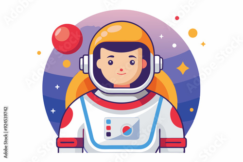 Cartoon Illustration of an Astronaut in Space