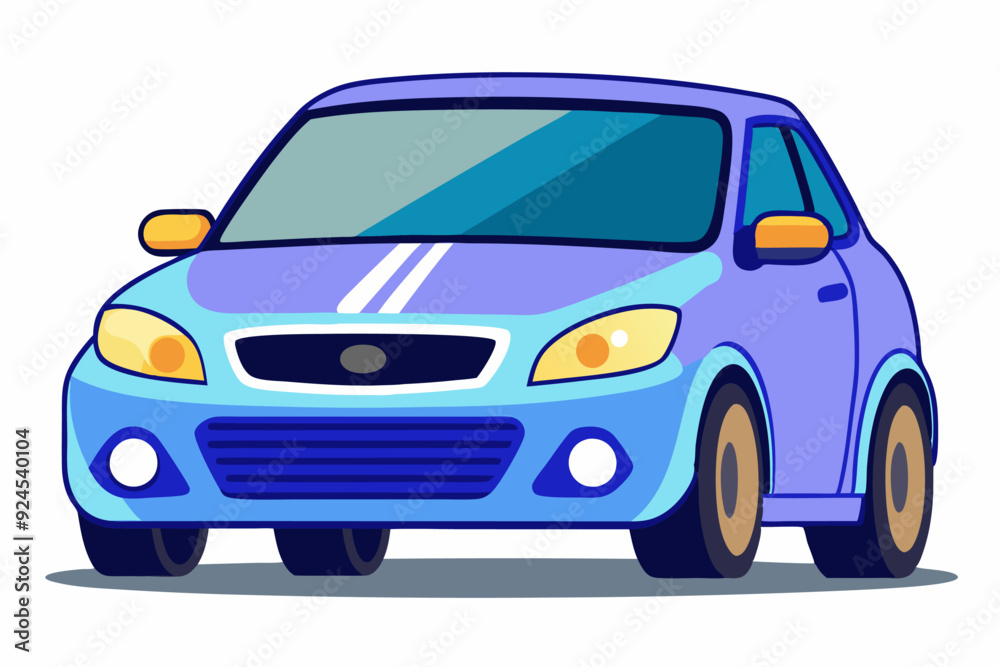 Blue Car with White Stripes and Yellow Lights Blue Car with White Stripes and Yellow Lights