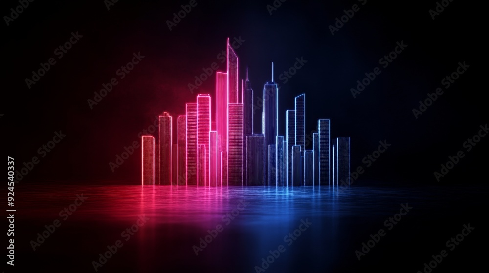 Neon fireworks, illuminating a high-tech urban landscape, vibrant holographic cityscape Neon fireworks, illuminating a high-tech urban landscape, vibrant holographic cityscape