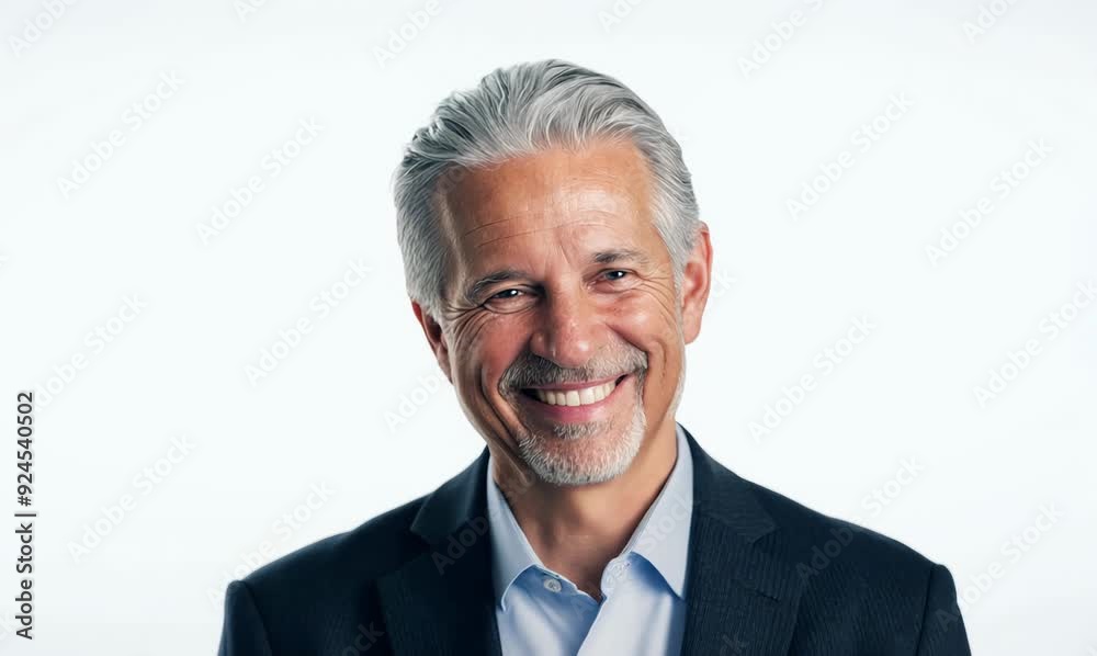 Portrait of a senior businessman smiling at the camera on white background Portrait of a senior businessman smiling at the camera on white background