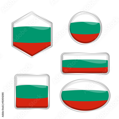 Bulgaria flag in shiny silver metal frame with many different shapes. Editable and scalable vector graphic illustration isolated on white background eps file. Free Download Bulgaria flag in shiny silver metal frame with many different shapes. Editable and scalable vector graphic illustration isolated on white background eps file. - GFXLoad