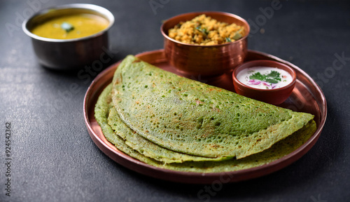 Healthy Pesarattu with Ginger Chutney and Upma