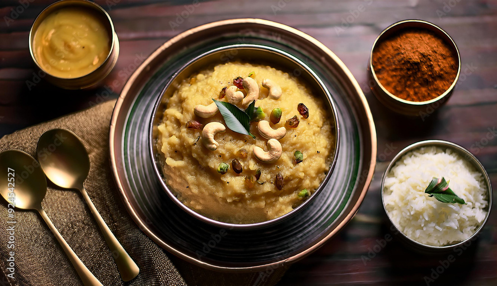 Creamy Ven Pongal with Ghee, Cashews, and Curry Leaves Creamy Ven Pongal with Ghee, Cashews, and Curry Leaves
